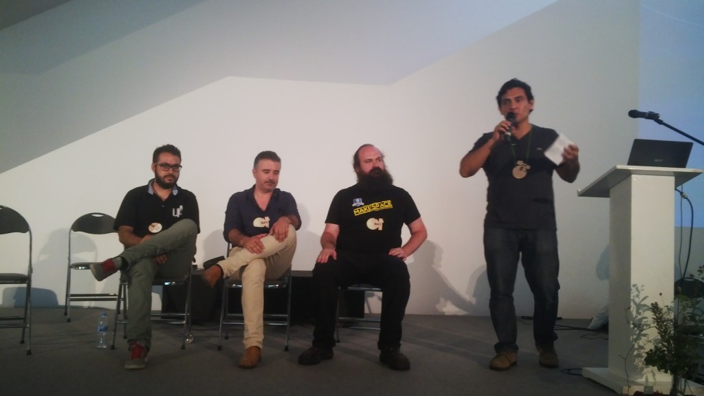 Fab Labs Talk, from left to right: Fabio López, Cesáreo González, César García, Beno Juárez